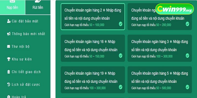 nạp tiền CWIN